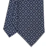 CRAVATTA SARTORIALE CLASSICA IN SETA BLU SCURO Microfantasia fiore