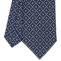 CRAVATTA SARTORIALE CLASSICA IN SETA BLU SCURO Microfantasia fiore