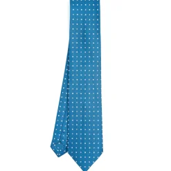 CRAVATTA SARTORIALE CLASSICA IN SETA BLU Microfantasia fiore