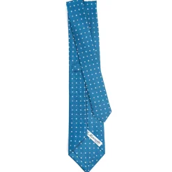 CRAVATTA SARTORIALE CLASSICA IN SETA BLU Microfantasia fiore