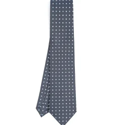 CRAVATTA SARTORIALE CLASSICA IN SETA GRIGIO SCURO Microfantasia fiore