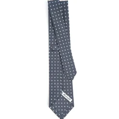CRAVATTA SARTORIALE CLASSICA IN SETA GRIGIO SCURO Microfantasia fiore