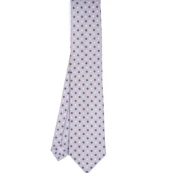 CRAVATTA SARTORIALE CLASSICA IN SETA GRIGIO CHIARO Microfantasia fiore