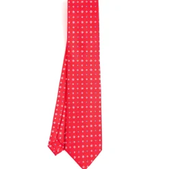 CRAVATTA SARTORIALE CLASSICA IN SETA ROSSA Microfantasia fiore