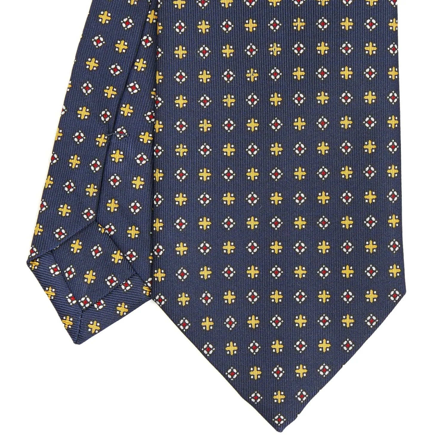 CRAVATTA SARTORIALE CLASSICA IN SETA BLU SCURO Microfantasia fiore