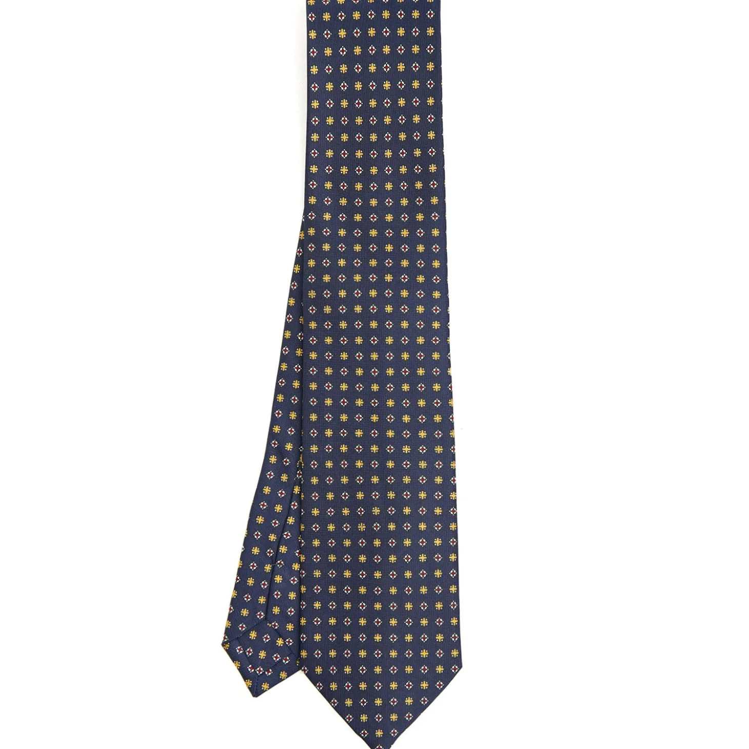 CRAVATTA SARTORIALE CLASSICA IN SETA BLU SCURO Microfantasia fiore