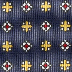 CRAVATTA SARTORIALE CLASSICA IN SETA BLU SCURO Microfantasia fiore
