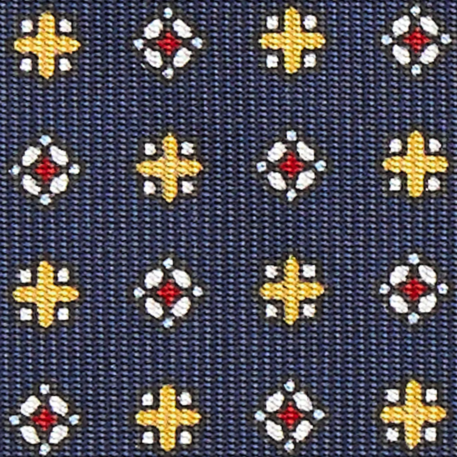 CRAVATTA SARTORIALE CLASSICA IN SETA BLU SCURO Microfantasia fiore