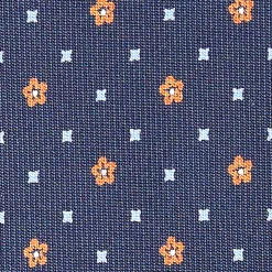 CRAVATTA SARTORIALE CLASSICA IN SETA BLU SCURO Microfantasia fiore