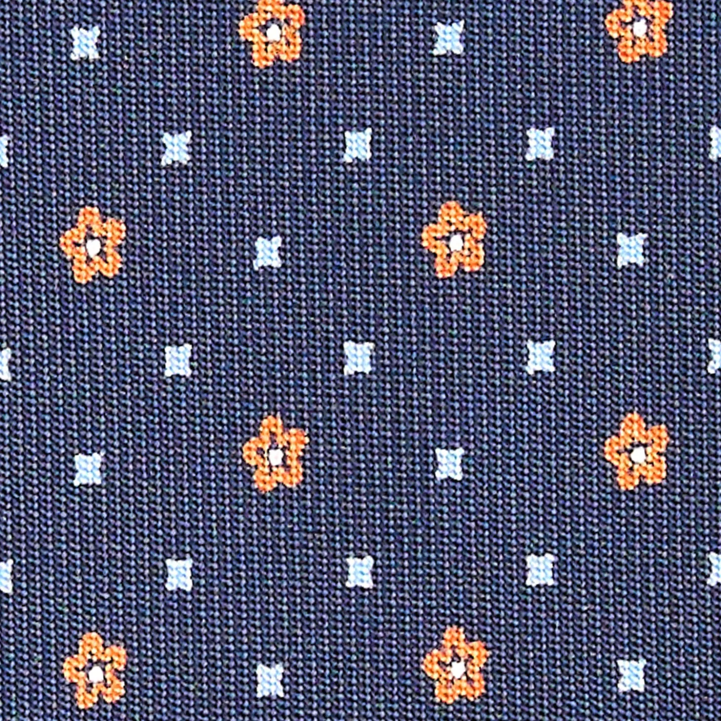 CRAVATTA SARTORIALE CLASSICA IN SETA BLU SCURO Microfantasia fiore