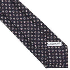 CRAVATTA SARTORIALE CLASSICA IN SETA BLU SCURO Microfantasia fiore