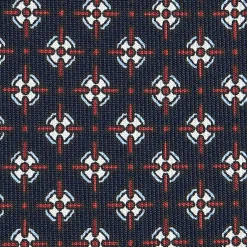 CRAVATTA SARTORIALE CLASSICA IN SETA BLU SCURO Microfantasia fiore