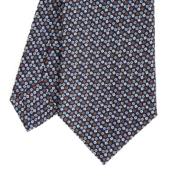CRAVATTA SARTORIALE CLASSICA IN SETA BLU SCURO Microfantasia fiore