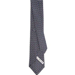 CRAVATTA SARTORIALE CLASSICA IN SETA BLU SCURO Microfantasia fiore