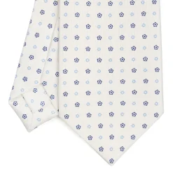 CRAVATTA SARTORIALE CLASSICA IN SETA BIANCA Microfantasia fiore