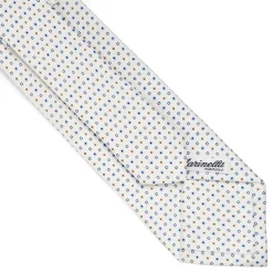 CRAVATTA SARTORIALE CLASSICA IN SETA BIANCA Microfantasia fiore