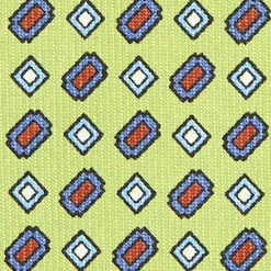 CRAVATTA SARTORIALE CLASSICA IN SETA VERDE CHIARO Microfantasia fiore