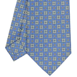 CRAVATTA SARTORIALE CLASSICA IN SETA AZZURRO POLVERE Microfantasia fiore