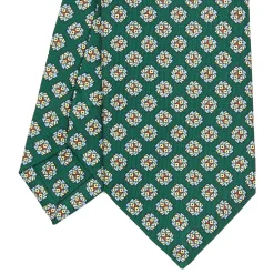 CRAVATTA SARTORIALE CLASSICA IN SETA VERDE SCURO Microfantasia fiore