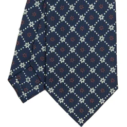 CRAVATTA SARTORIALE CLASSICA IN SETA BLU SCURO Microfantasia fiore