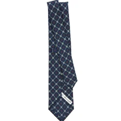 CRAVATTA SARTORIALE CLASSICA IN SETA BLU SCURO Microfantasia fiore