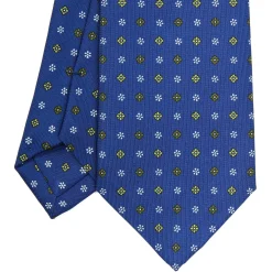 CRAVATTA SARTORIALE CLASSICA IN SETA BLU Microfantasia fiore