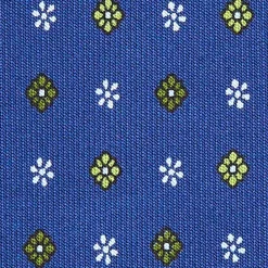 CRAVATTA SARTORIALE CLASSICA IN SETA BLU Microfantasia fiore