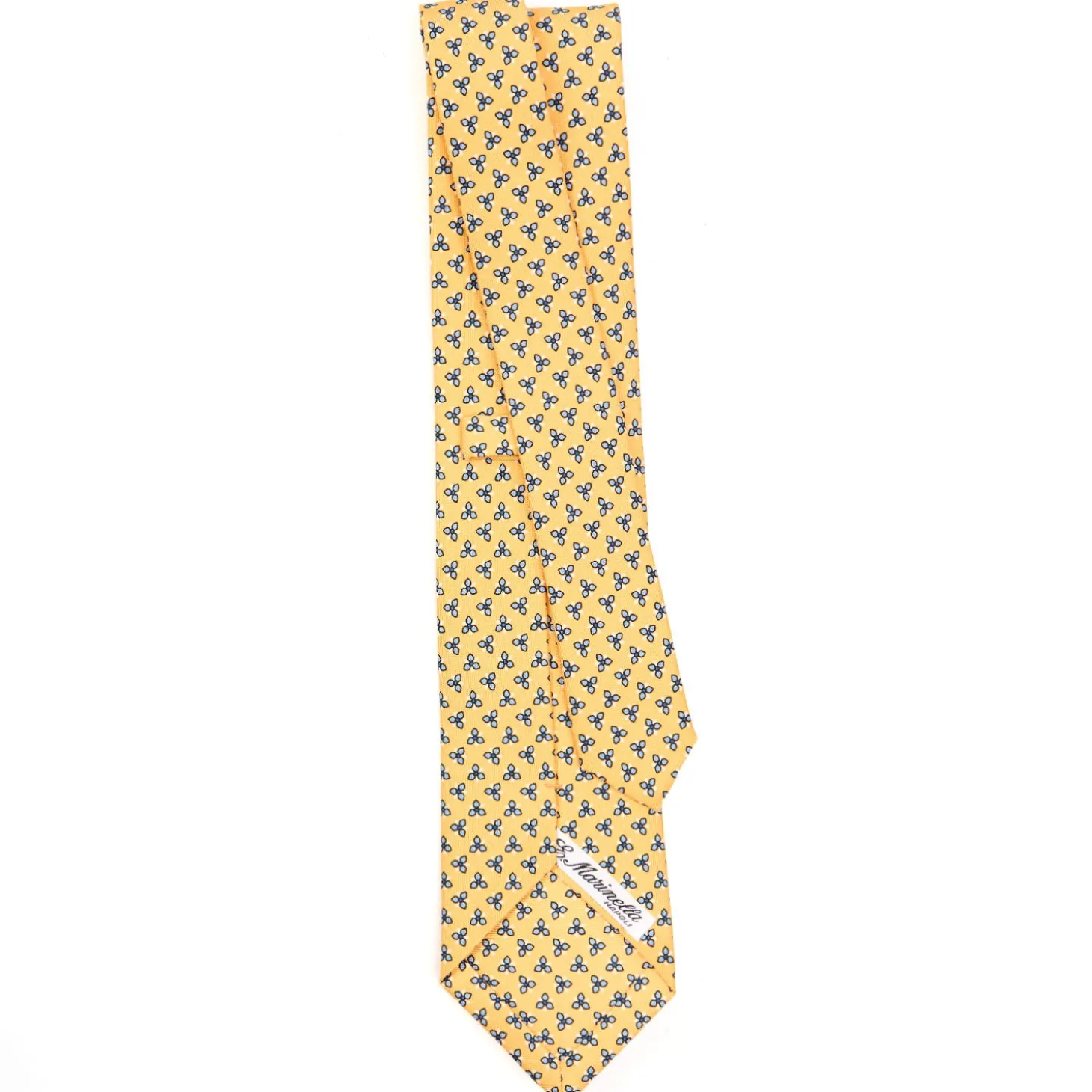 CRAVATTA SARTORIALE CLASSICA IN SETA GIALLA Microfantasia fiore