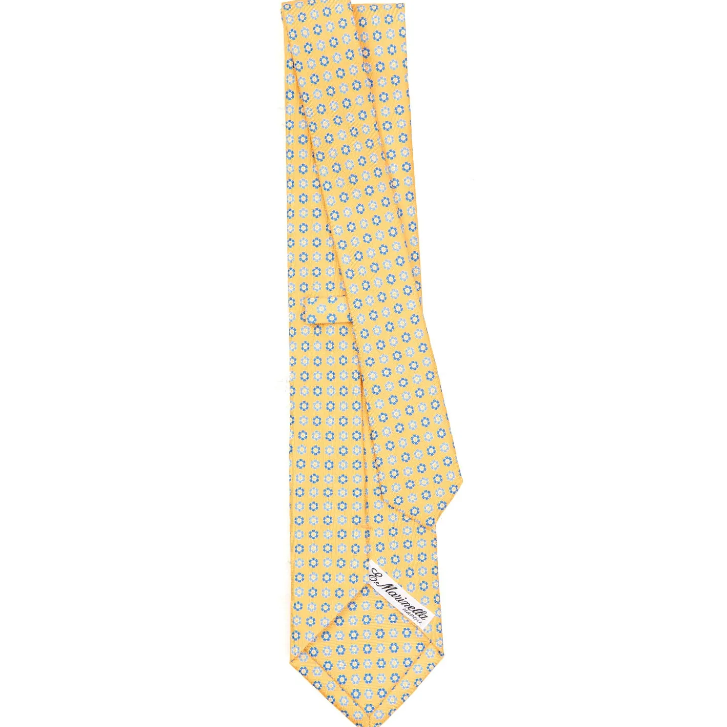CRAVATTA SARTORIALE CLASSICA IN SETA GIALLA Microfantasia fiore