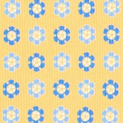 CRAVATTA SARTORIALE CLASSICA IN SETA GIALLA Microfantasia fiore