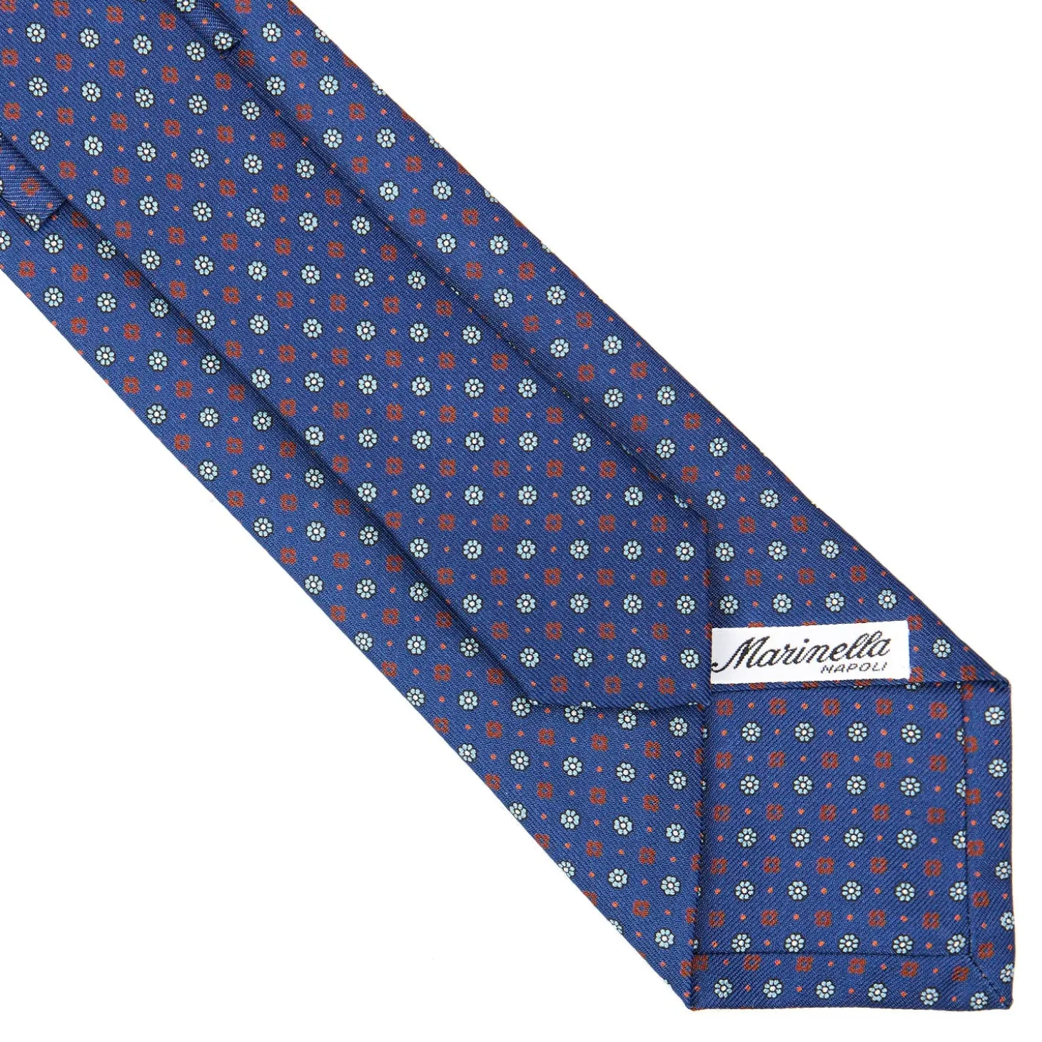 CRAVATTA SARTORIALE CLASSICA IN SETA BLU Microfantasia fiore
