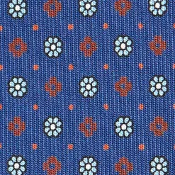 CRAVATTA SARTORIALE CLASSICA IN SETA BLU Microfantasia fiore