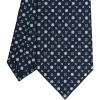 CRAVATTA SARTORIALE CLASSICA IN SETA BLU SCURO Microfantasia fiore