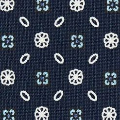 CRAVATTA SARTORIALE CLASSICA IN SETA BLU SCURO Microfantasia fiore