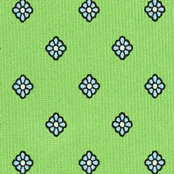 CRAVATTA SARTORIALE CLASSICA IN SETA VERDE CHIARO Microfantasia fiore