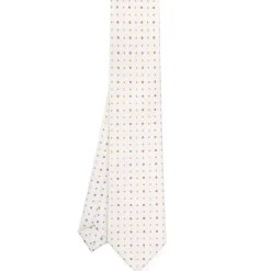 CRAVATTA SARTORIALE CLASSICA IN SETA BIANCA Microfantasia fiore