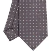 CRAVATTA SARTORIALE CLASSICA IN SETA GRIGIO SCURO Microfantasia fiore