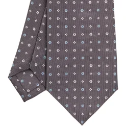 CRAVATTA SARTORIALE CLASSICA IN SETA GRIGIO SCURO Microfantasia fiore