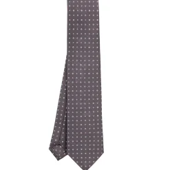CRAVATTA SARTORIALE CLASSICA IN SETA GRIGIO SCURO Microfantasia fiore