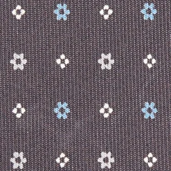 CRAVATTA SARTORIALE CLASSICA IN SETA GRIGIO SCURO Microfantasia fiore