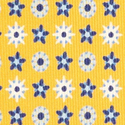 CRAVATTA SARTORIALE CLASSICA IN SETA GIALLA Microfantasia fiore