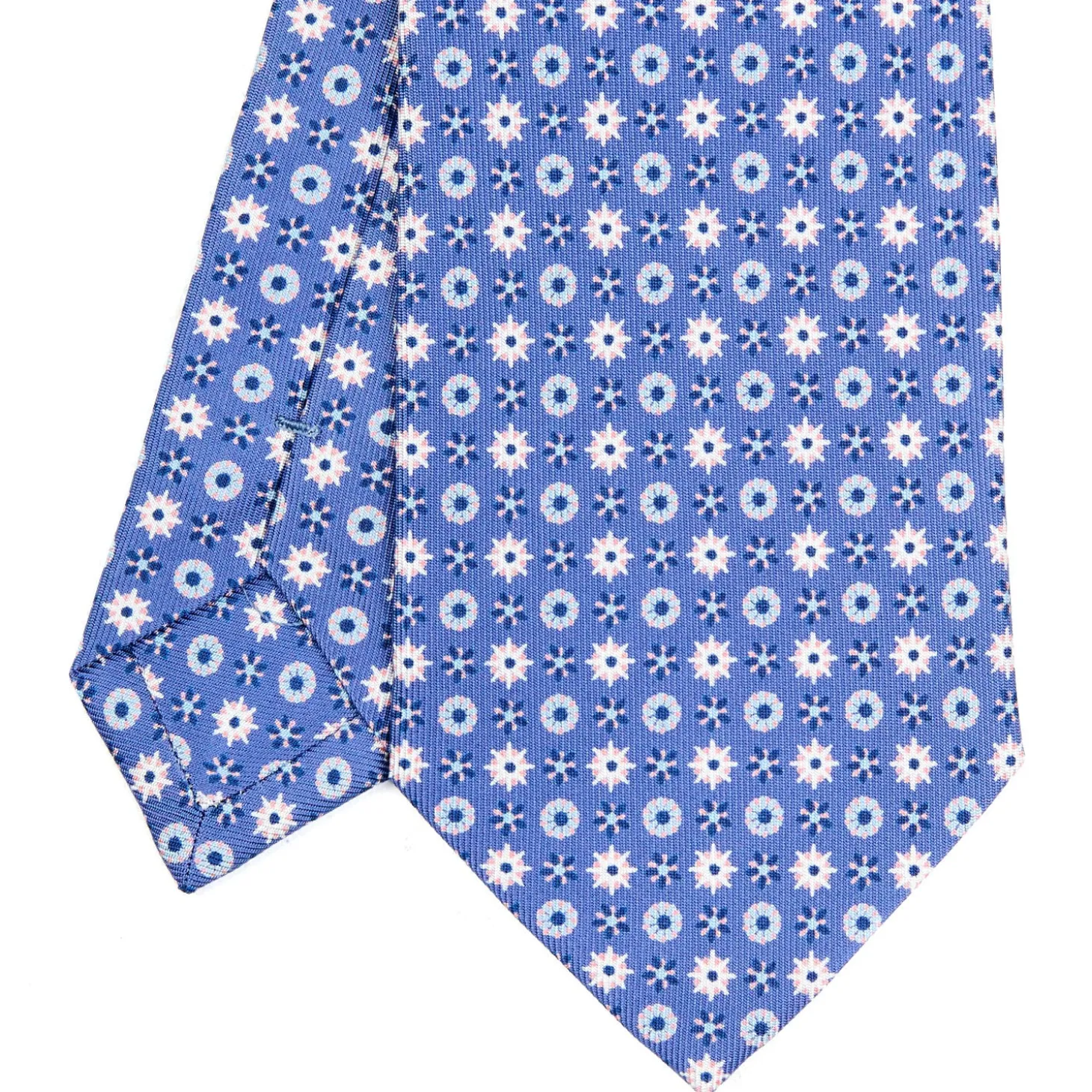 CRAVATTA SARTORIALE CLASSICA IN SETA AZZURRO POLVERE Microfantasia fiore