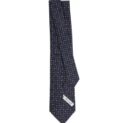 CRAVATTA SARTORIALE CLASSICA IN SETA BLU SCURO Microfantasia fiore