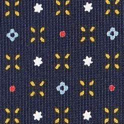 CRAVATTA SARTORIALE CLASSICA IN SETA BLU SCURO Microfantasia fiore