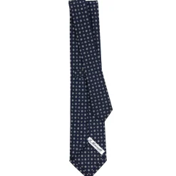 CRAVATTA SARTORIALE CLASSICA IN SETA BLU SCURO Microfantasia fiore