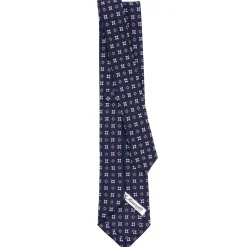 CRAVATTA SARTORIALE CLASSICA IN SETA BLU SCURO Microfantasia fiore