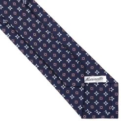 CRAVATTA SARTORIALE CLASSICA IN SETA BLU SCURO Microfantasia fiore