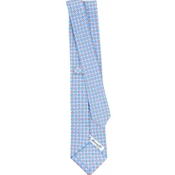 CRAVATTA SARTORIALE CLASSICA IN SETA AZZURRA Microfantasia fiore
