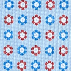 CRAVATTA SARTORIALE CLASSICA IN SETA AZZURRA Microfantasia fiore