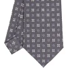 CRAVATTA SARTORIALE CLASSICA IN SETA GRIGIO SCURO Microfantasia fiore